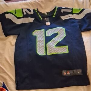 Nike Kids Navy and Lime Green Jersey